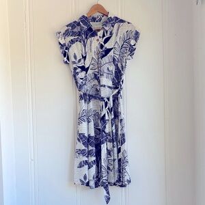 Calvin Klein Tropical Palm Midi Shirt Dress